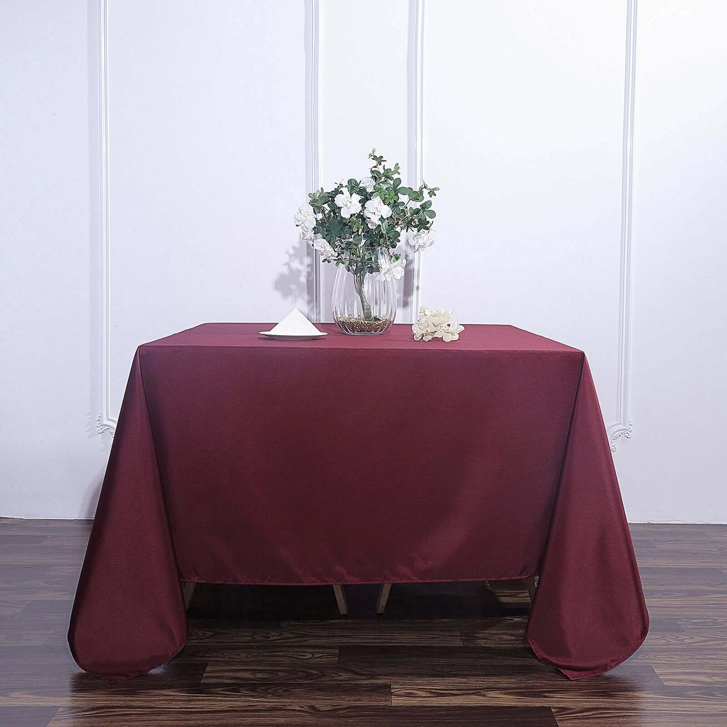 Polyester Square 90"x90" Tablecloth Burgundy - Wrinkle - Resistant & Durable Table Cover - Linen Luxes