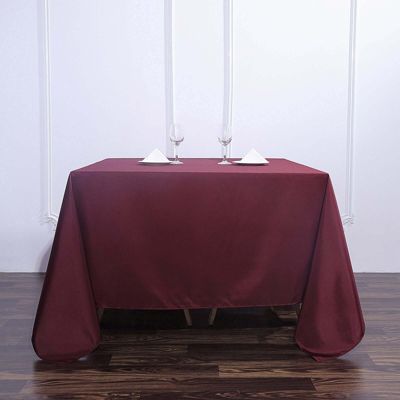 Polyester Square 90"x90" Tablecloth Burgundy - Wrinkle - Resistant & Durable Table Cover - Linen Luxes