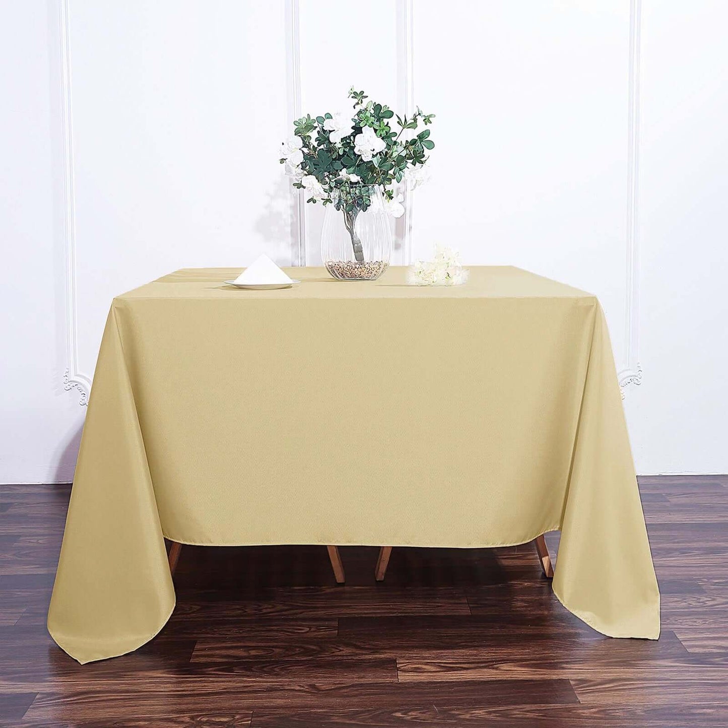 Polyester Square 90"x90" Tablecloth Champagne - Wrinkle - Resistant & Durable Table Cover - Linen Luxes