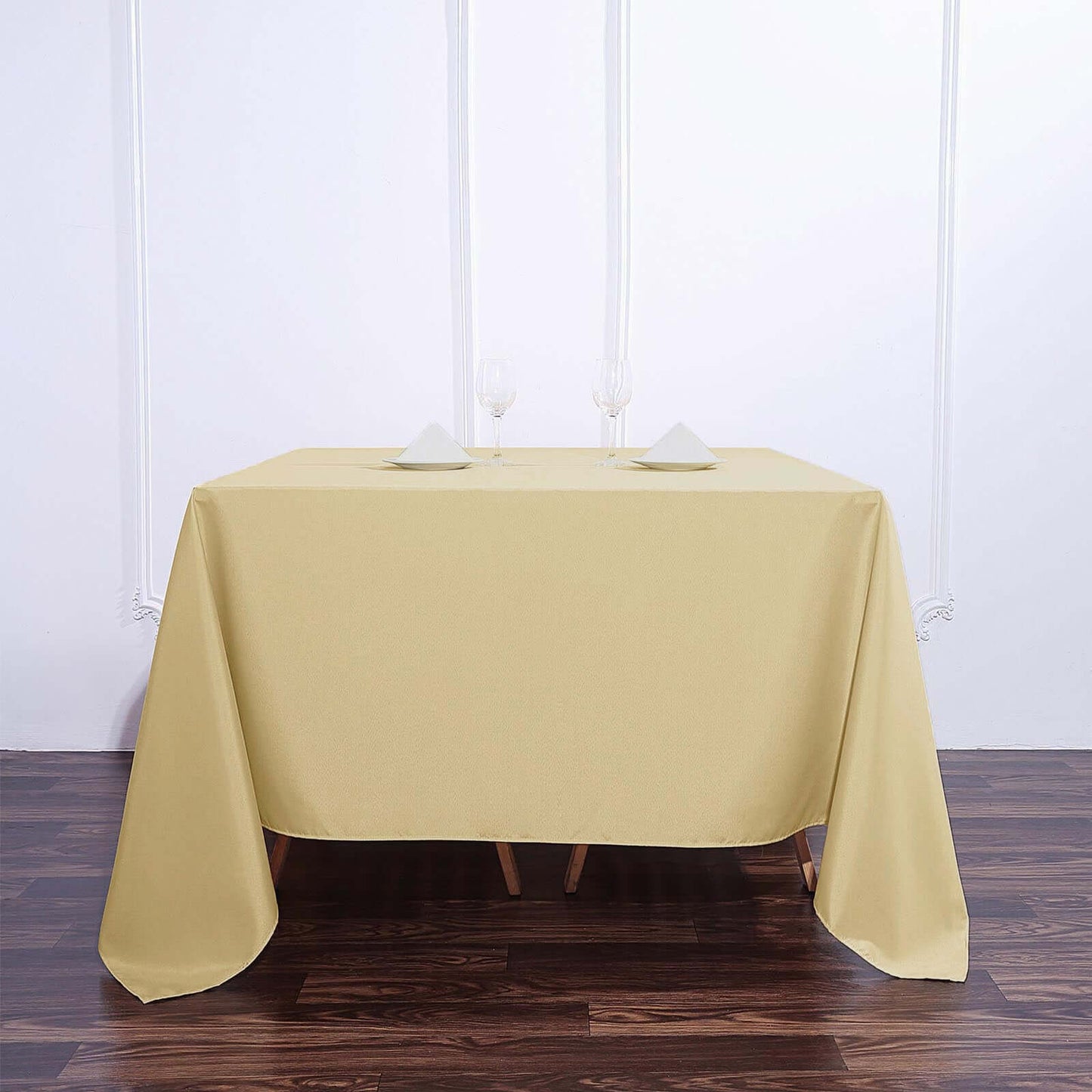 Polyester Square 90"x90" Tablecloth Champagne - Wrinkle - Resistant & Durable Table Cover - Linen Luxes