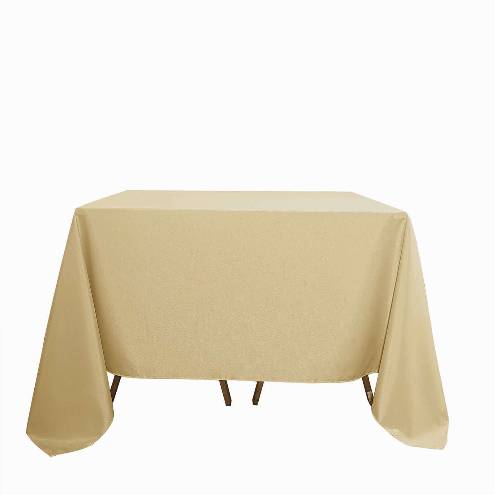 Polyester Square 90"x90" Tablecloth Champagne - Wrinkle - Resistant & Durable Table Cover - Linen Luxes