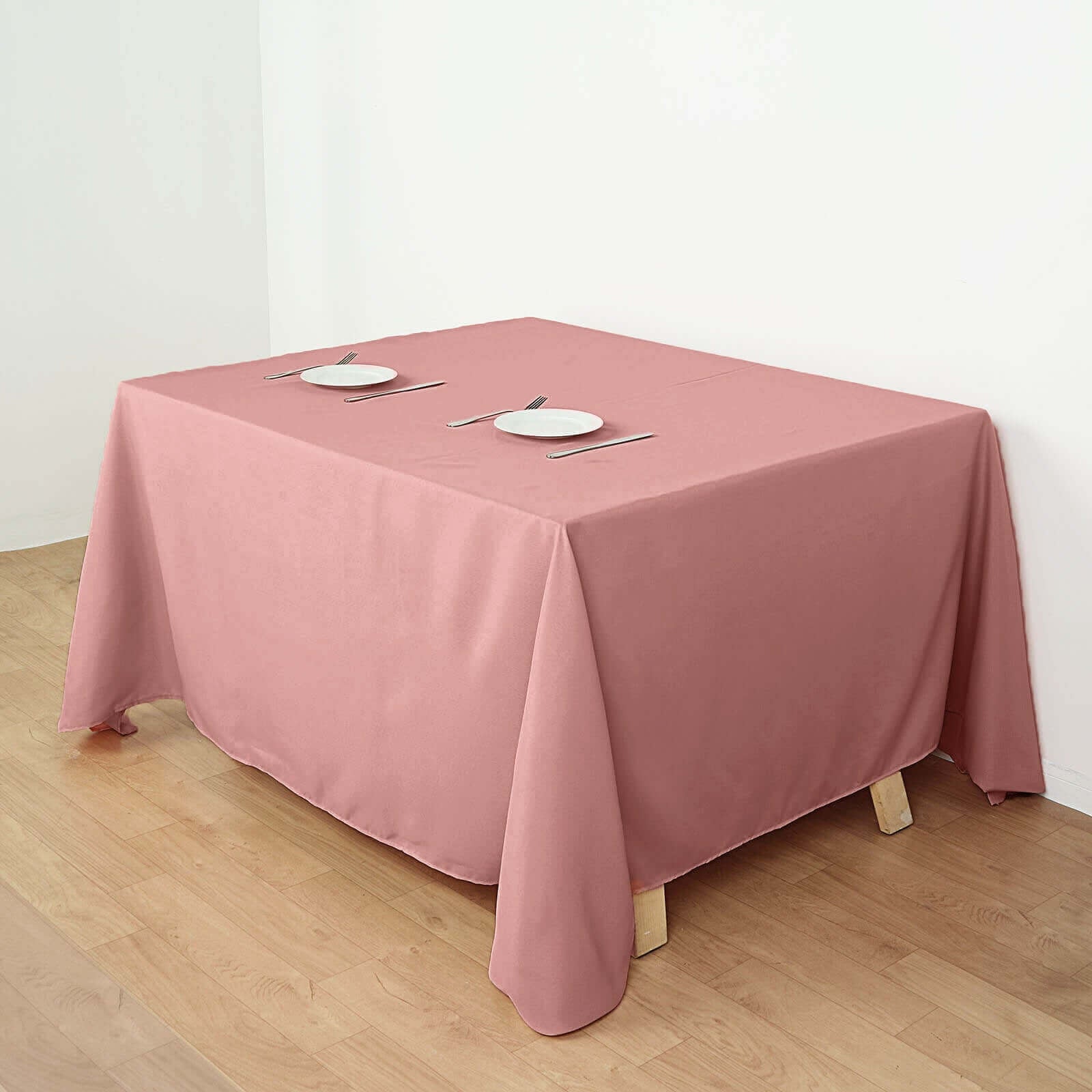 Polyester Square 90"x90" Tablecloth Dusty Rose - Wrinkle - Resistant & Durable Table Cover - Linen Luxes