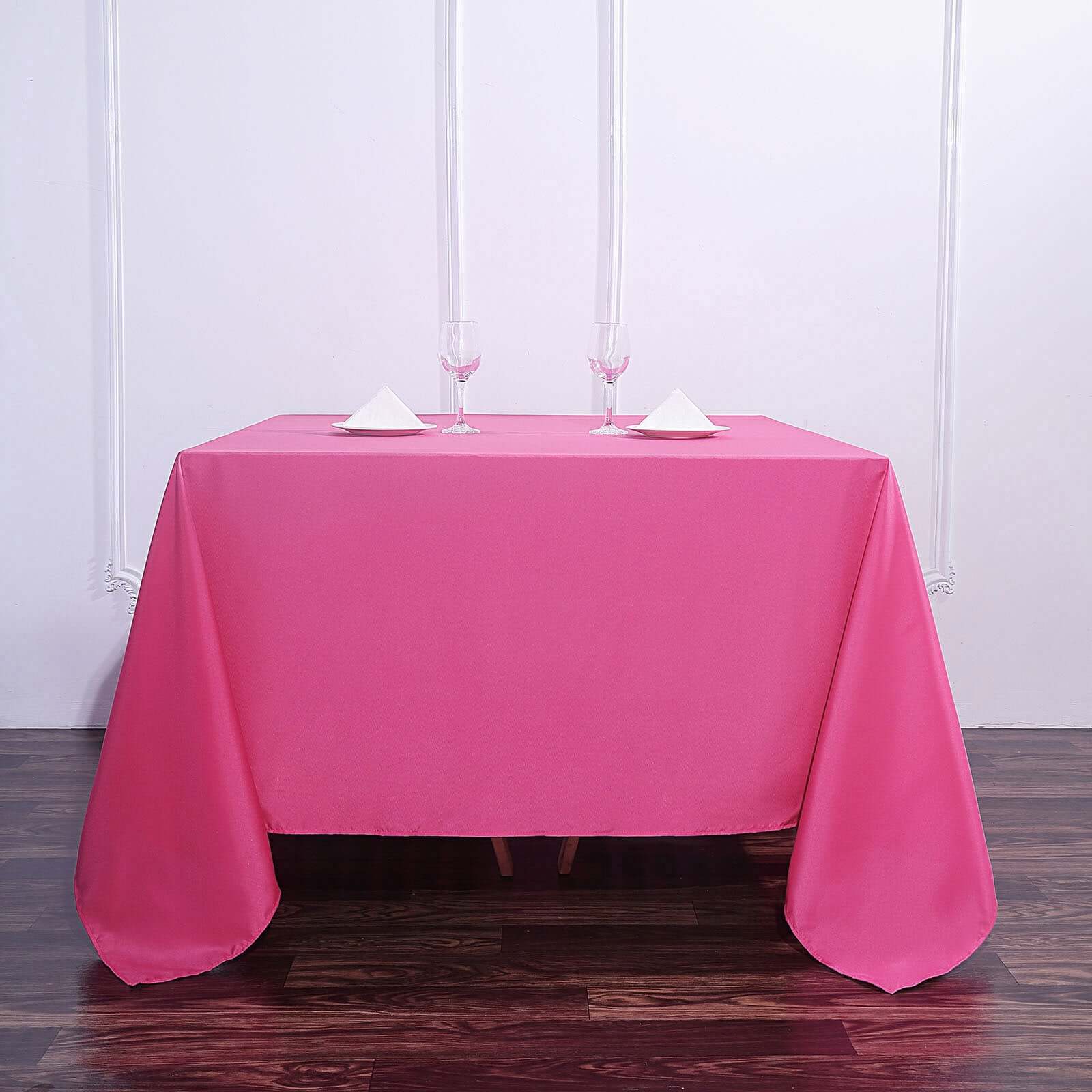 Polyester Square 90"x90" Tablecloth Fuchsia - Wrinkle - Resistant & Durable Table Cover - Linen Luxes
