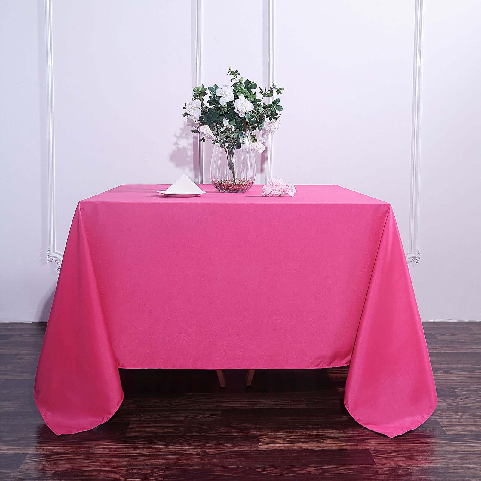 Polyester Square 90"x90" Tablecloth Fuchsia - Wrinkle - Resistant & Durable Table Cover - Linen Luxes