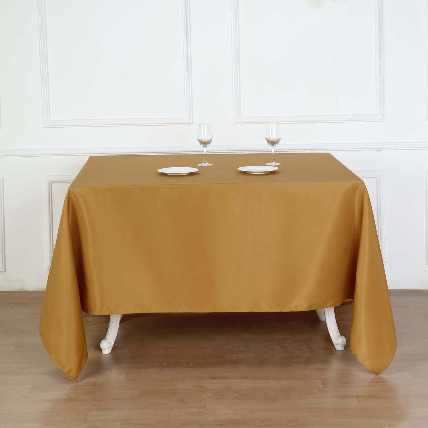Polyester Square 90"x90" Tablecloth Gold - Wrinkle - Resistant & Durable Table Cover for Events - Linen Luxes