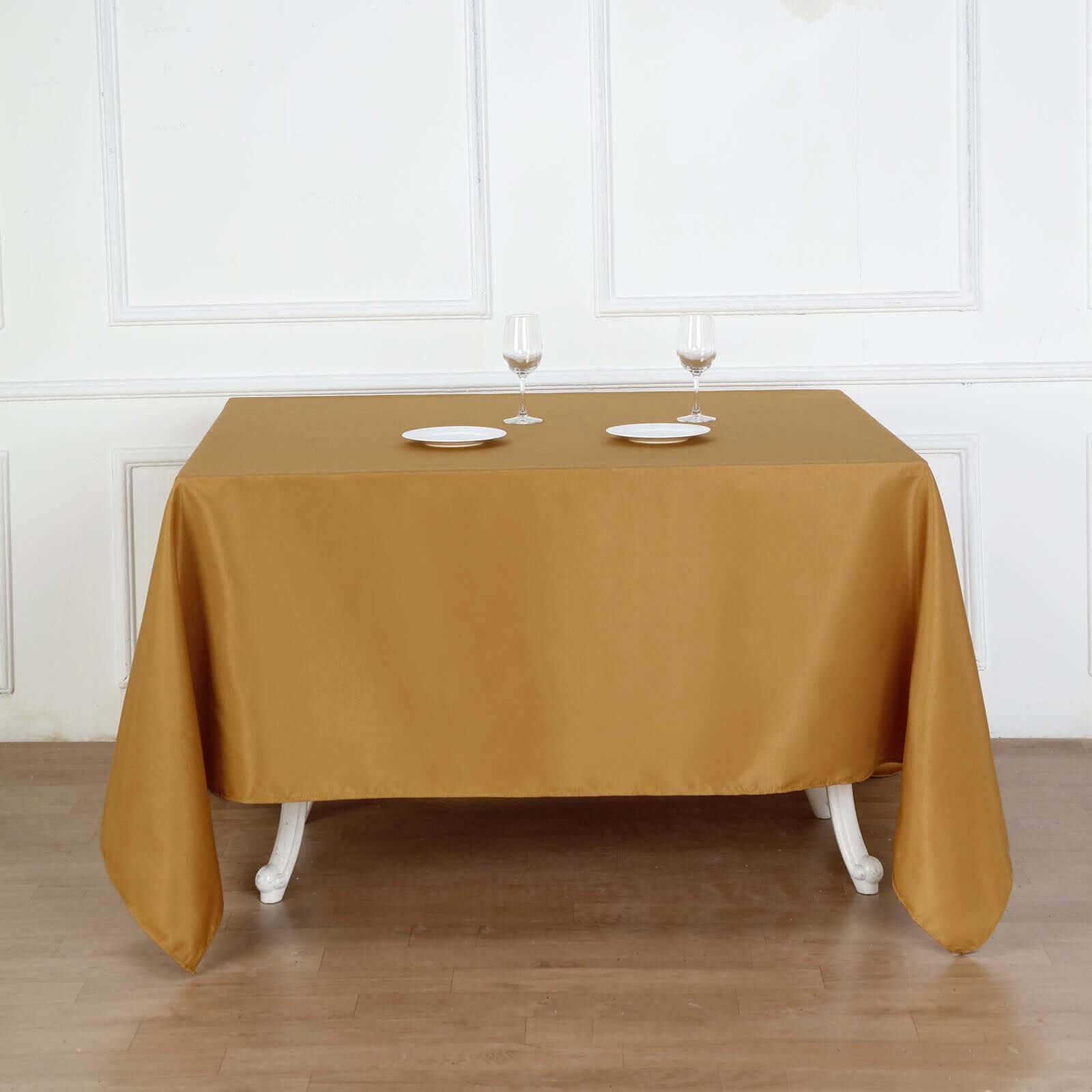 Polyester Square 90"x90" Tablecloth Gold - Wrinkle - Resistant & Durable Table Cover for Events - Linen Luxes