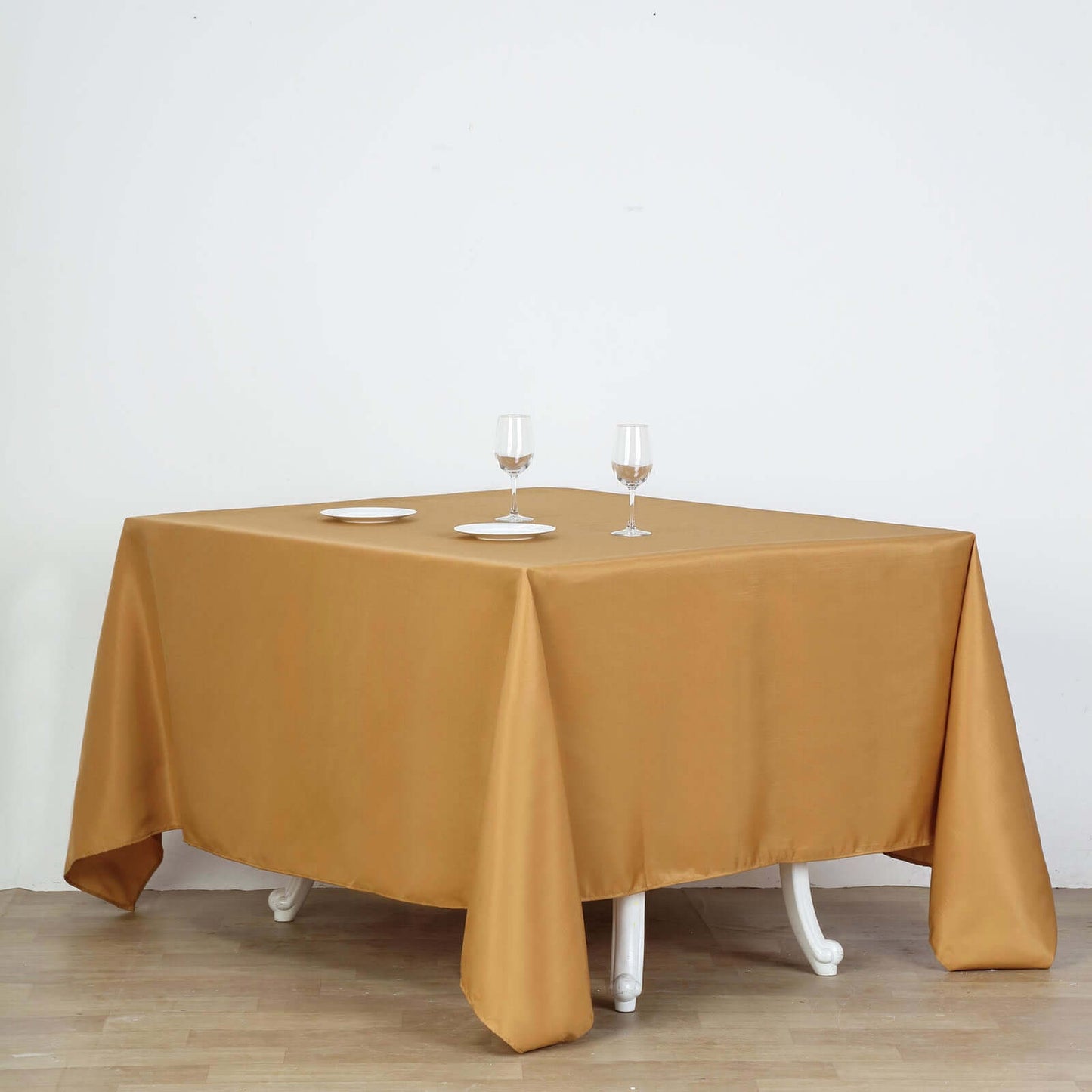 Polyester Square 90"x90" Tablecloth Gold - Wrinkle - Resistant & Durable Table Cover for Events - Linen Luxes
