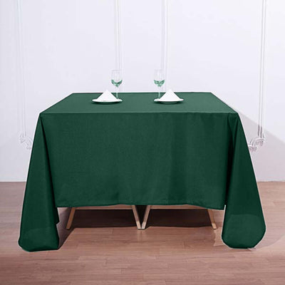 Polyester Square 90"x90" Tablecloth Hunter Emerald Green - Wrinkle - Resistant & Durable Table Cover - Linen Luxes