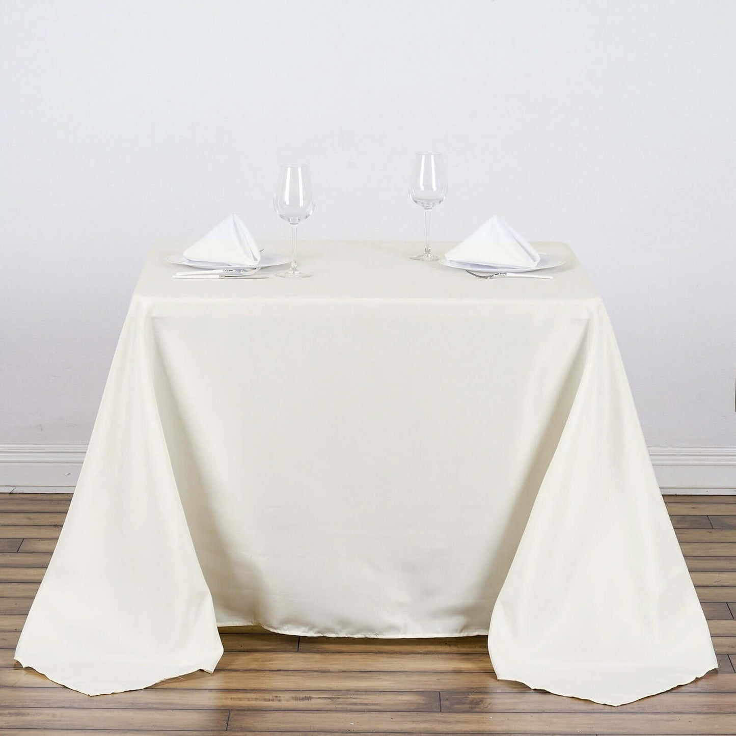 Polyester Square 90"x90" Tablecloth Ivory - Wrinkle - Resistant & Durable Table Cover - Linen Luxes