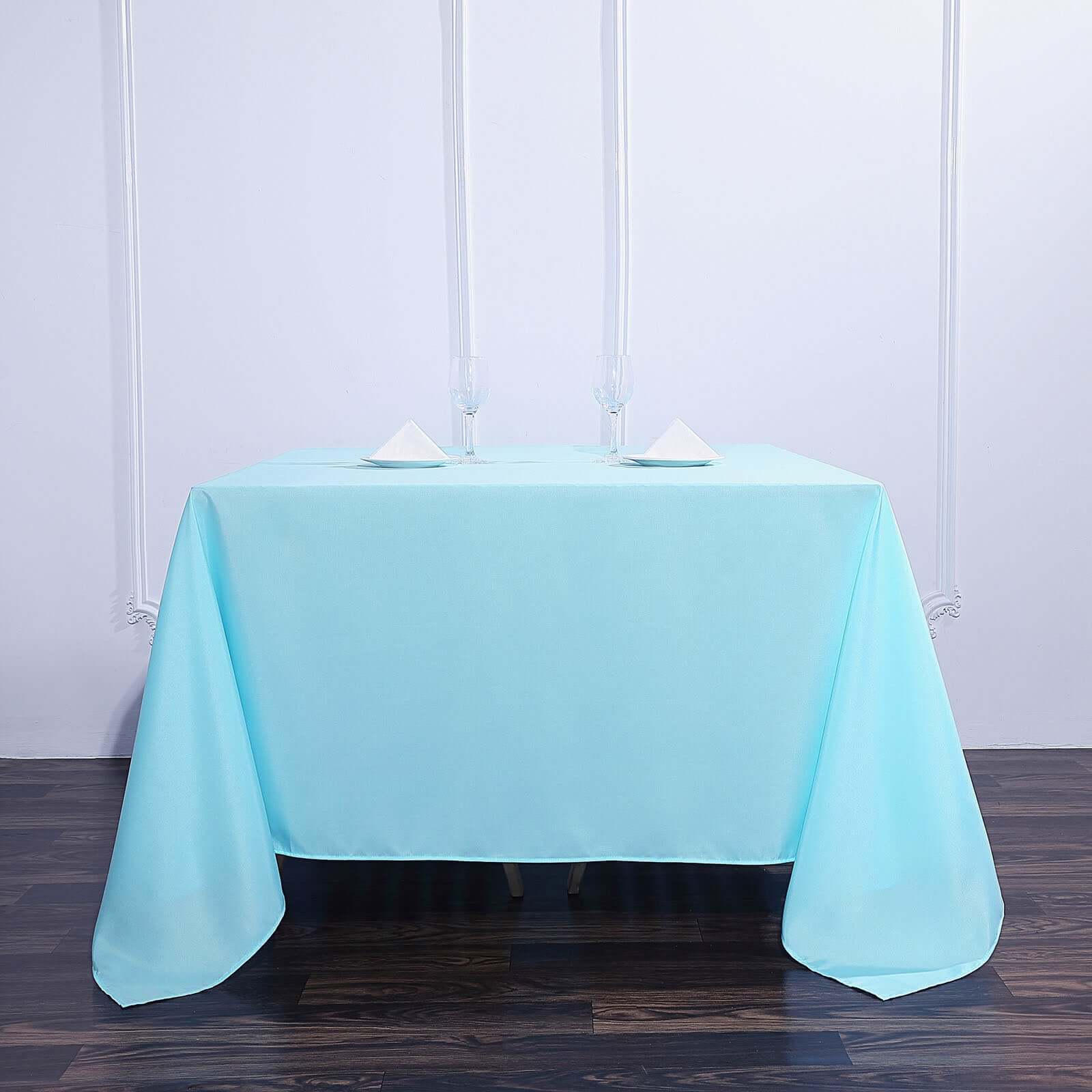 Polyester Square 90"x90" Tablecloth Light Blue - Wrinkle - Resistant & Durable Table Cover - Linen Luxes