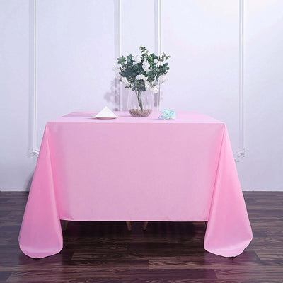 Polyester Square 90"x90" Tablecloth Pink - Wrinkle - Resistant & Durable Table Cover - Linen Luxes