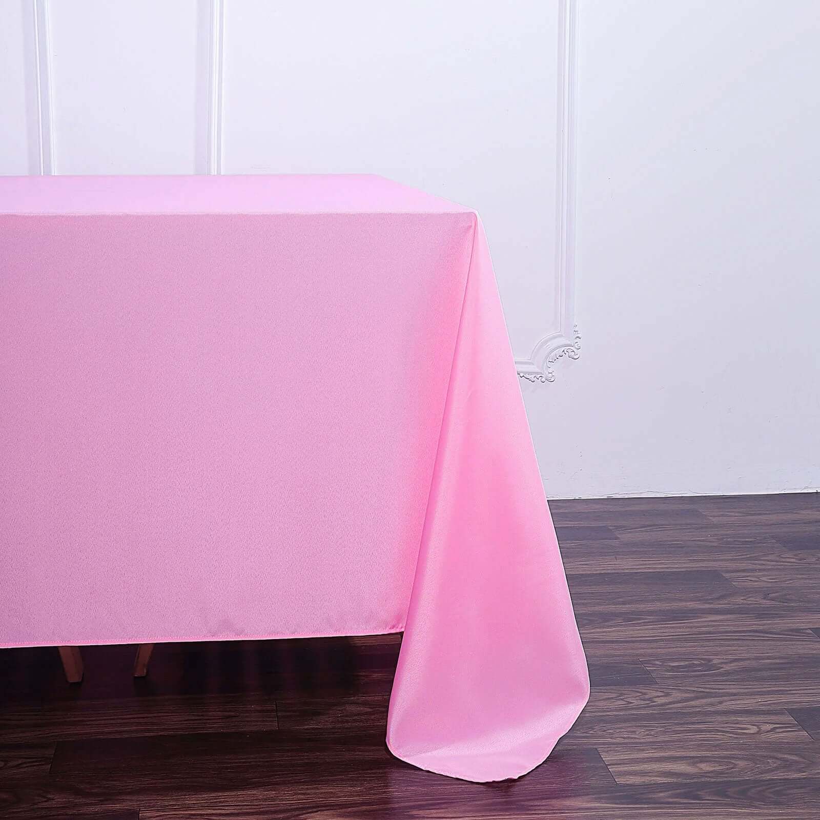 Polyester Square 90"x90" Tablecloth Pink - Wrinkle - Resistant & Durable Table Cover - Linen Luxes