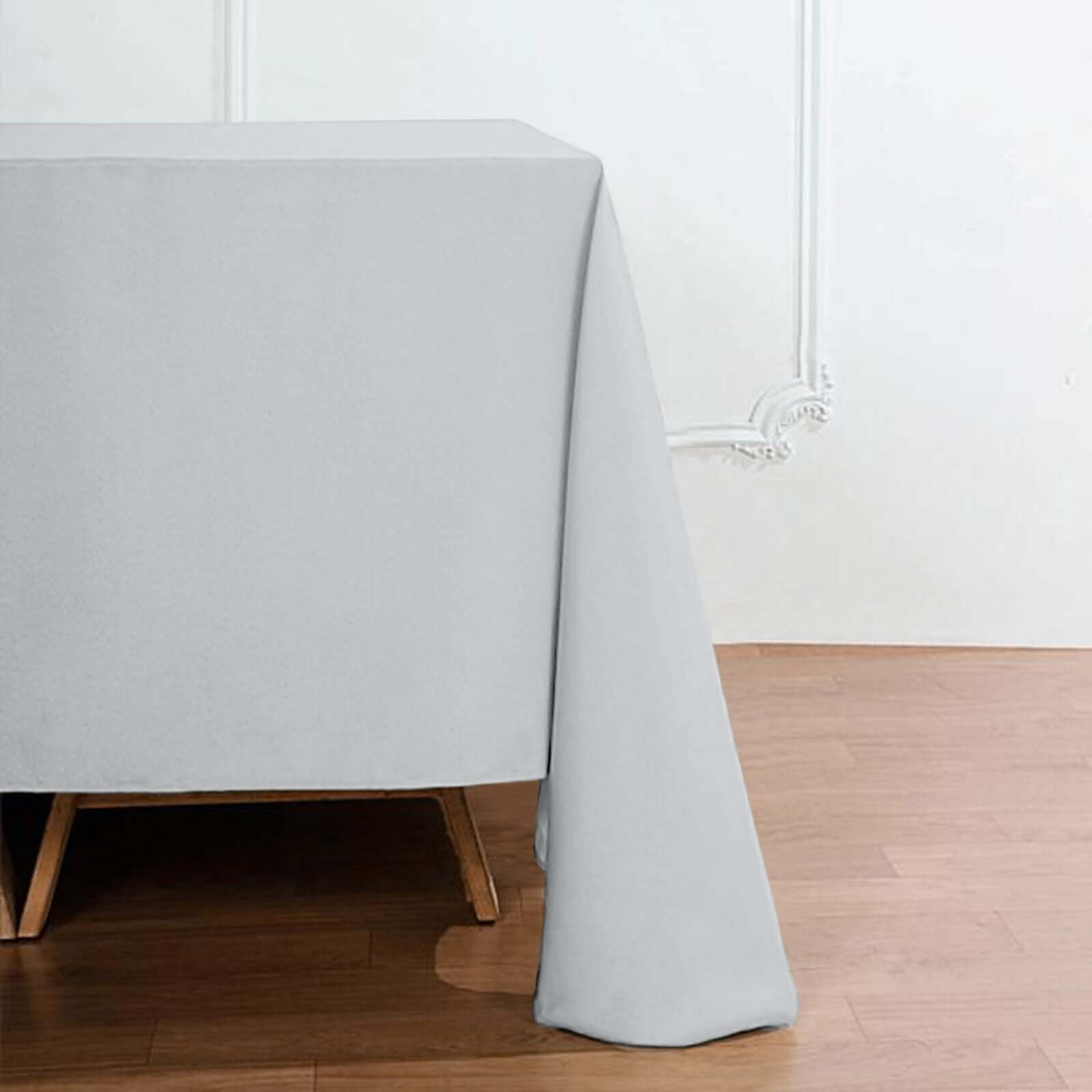 Polyester Square 90"x90" Tablecloth Silver - Wrinkle - Resistant & Durable Table Cover - Linen Luxes