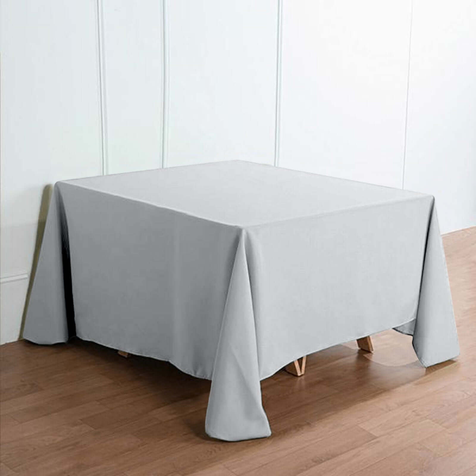 Polyester Square 90"x90" Tablecloth Silver - Wrinkle - Resistant & Durable Table Cover - Linen Luxes