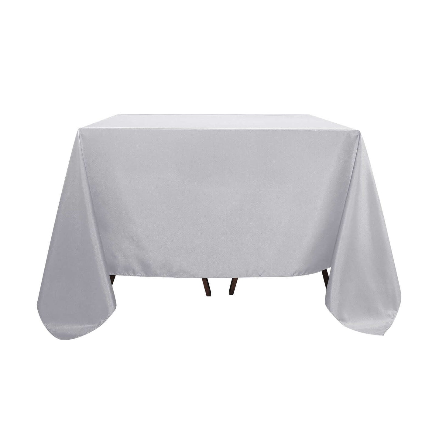 Polyester Square 90"x90" Tablecloth Silver - Wrinkle - Resistant & Durable Table Cover - Linen Luxes