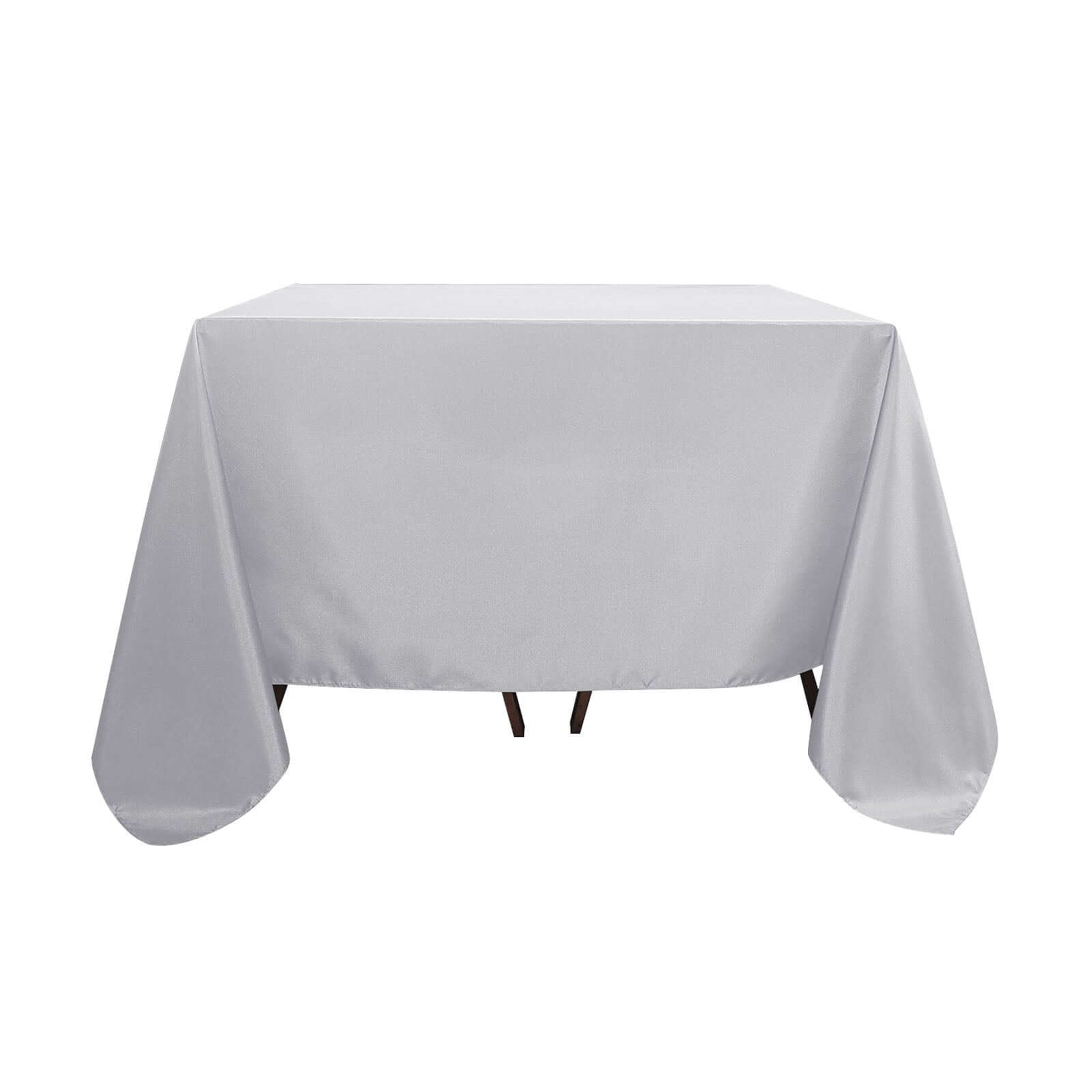 Polyester Square 90"x90" Tablecloth Silver - Wrinkle - Resistant & Durable Table Cover - Linen Luxes