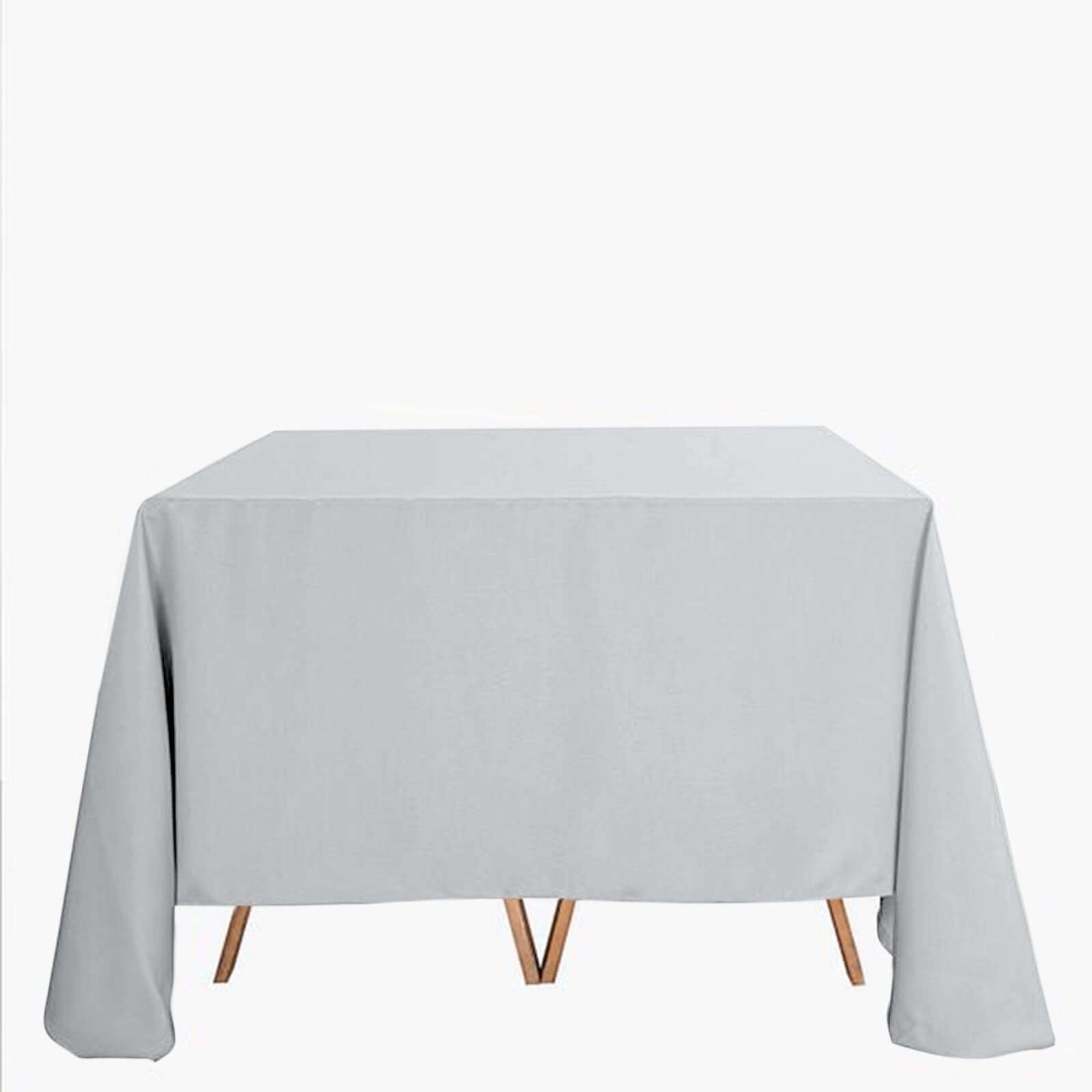 Polyester Square 90"x90" Tablecloth Silver - Wrinkle - Resistant & Durable Table Cover - Linen Luxes