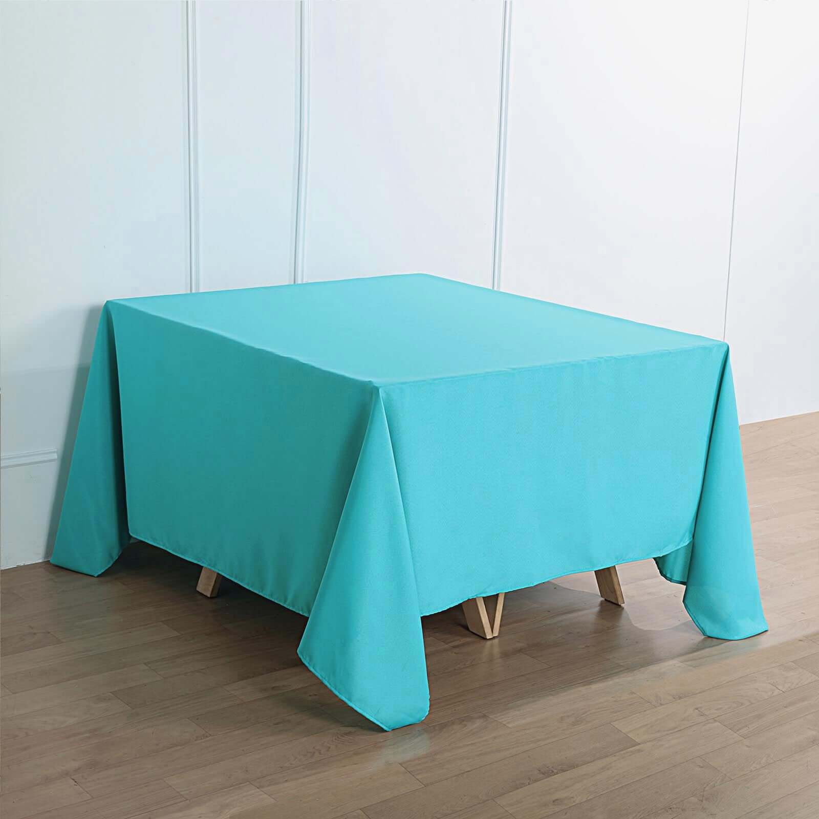 Polyester Square 90"x90" Tablecloth Turquoise - Wrinkle - Resistant & Durable Table Cover - Linen Luxes