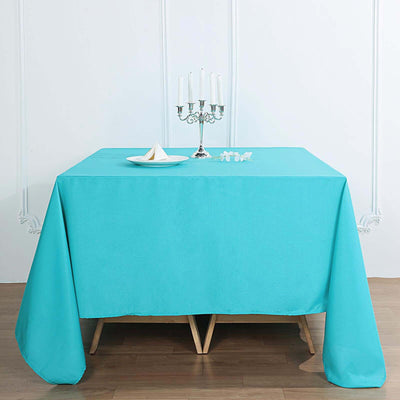 Polyester Square 90"x90" Tablecloth Turquoise - Wrinkle - Resistant & Durable Table Cover - Linen Luxes