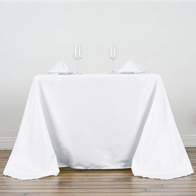 Polyester Square 90"x90" Tablecloth White - Wrinkle - Resistant & Durable Table Cover for Events - Linen Luxes