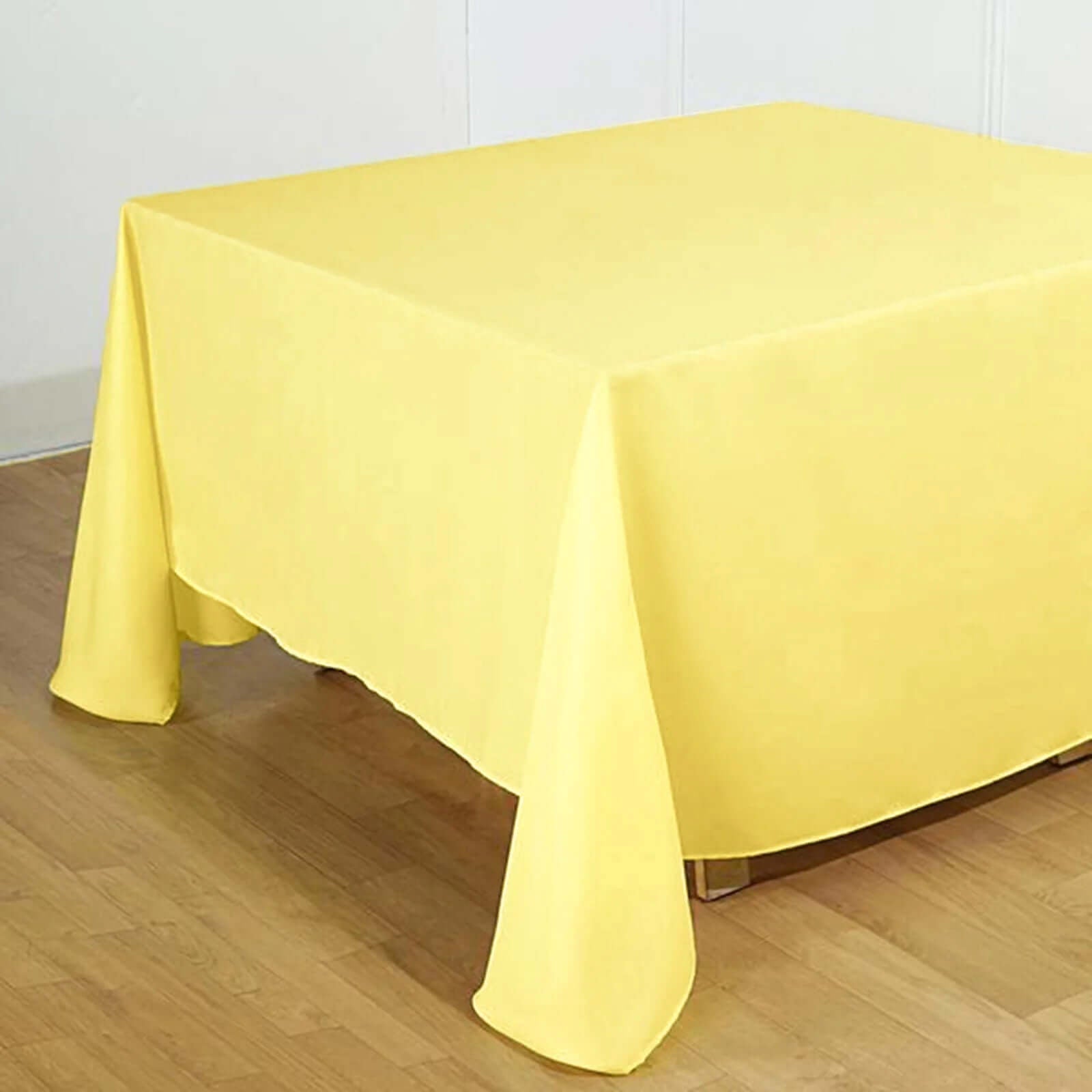 Polyester Square 90"x90" Tablecloth Yellow - Wrinkle - Resistant & Durable Table Cover - Linen Luxes