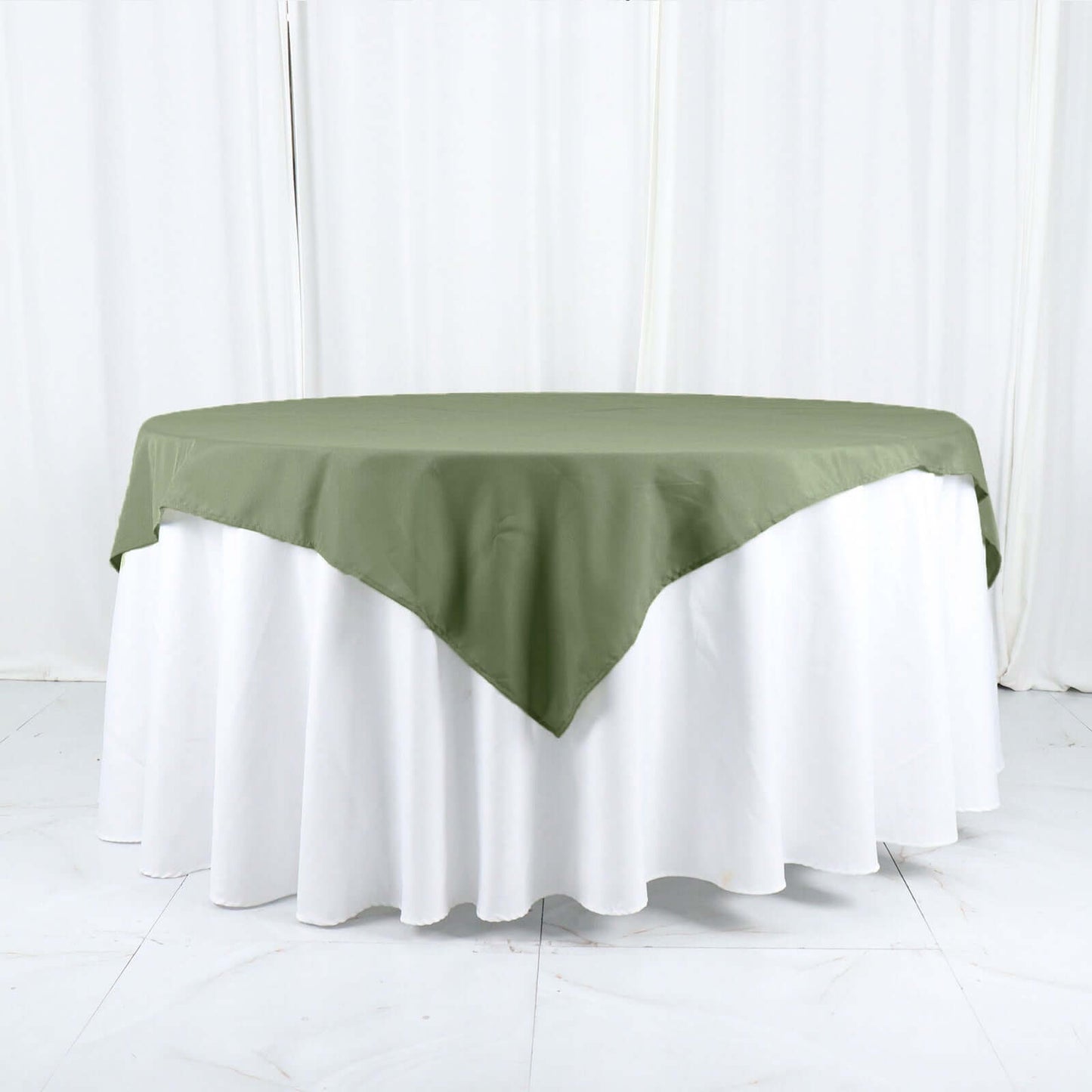 Polyester 54"x54" Table Overlay Square Tablecloth Dusty Sage Green - Wrinkle-Resistant & Durable Table Cover
