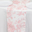 Polyester Table Runner 12"x108" White with Pink French Toile Floral Print Reusable Table DÃ©cor