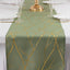 Polyester 9ft Table Runner Dusty Sage Green with Gold Foil Tree Branch Pattern - Stylish Table Linen