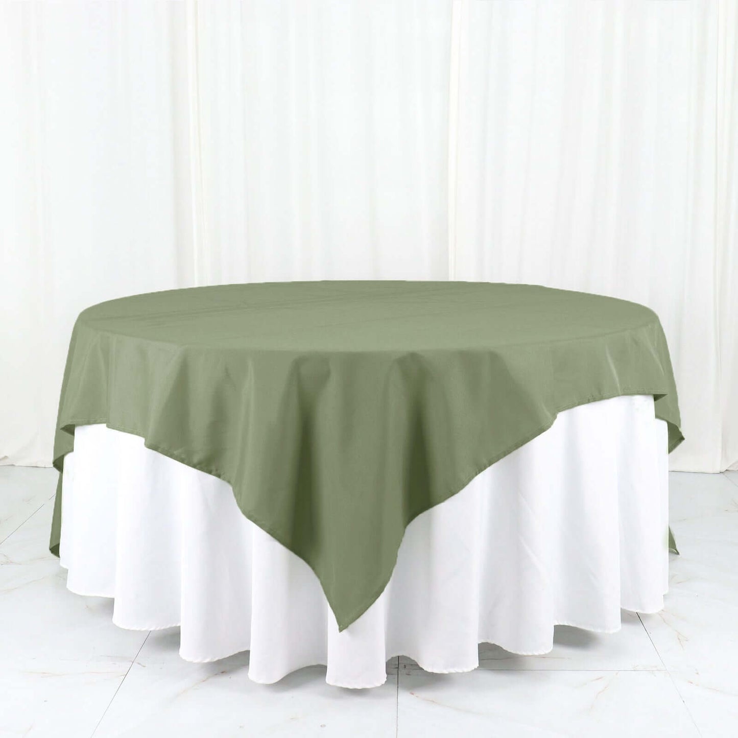 Polyester 90"x90" Table Overlay Square Tablecloth Dusty Sage Green - Wrinkle-Resistant & Durable Table Cover