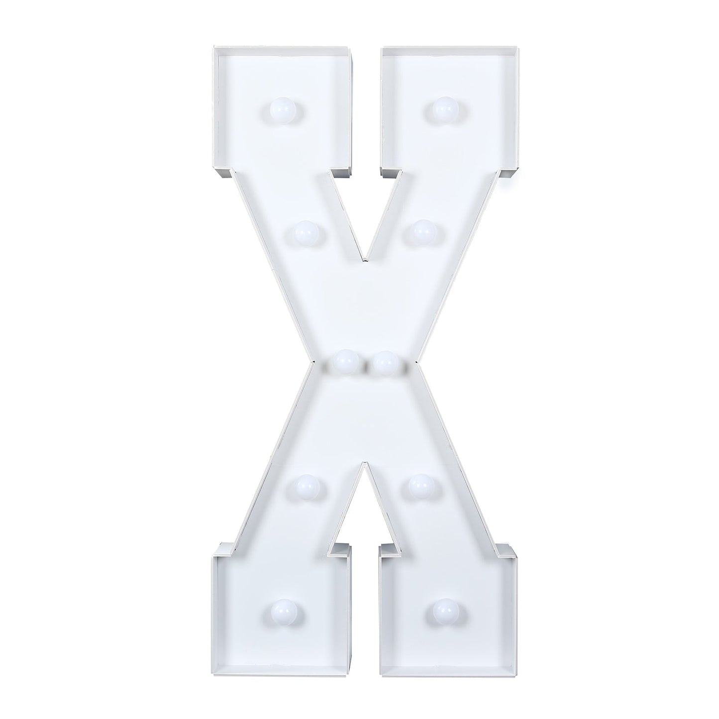 Giant LED Marquee Light Up Letter "X", White 4ft Pre-Cut Foam Board with 10 Warm White Battery Operated LEDs, Glue Gun and Sticks
