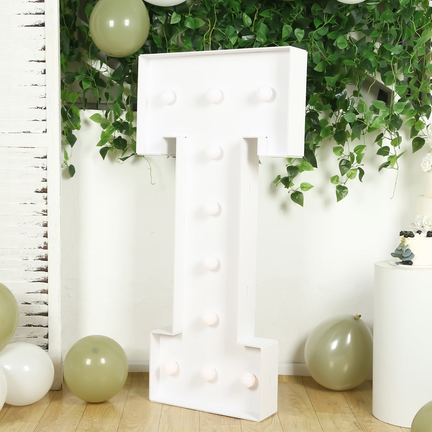 Giant LED Marquee Light Up Letter "T", White 4ft Pre-Cut Foam Board with 10 Warm White Battery Operated LEDs, Glue Gun and Sticks