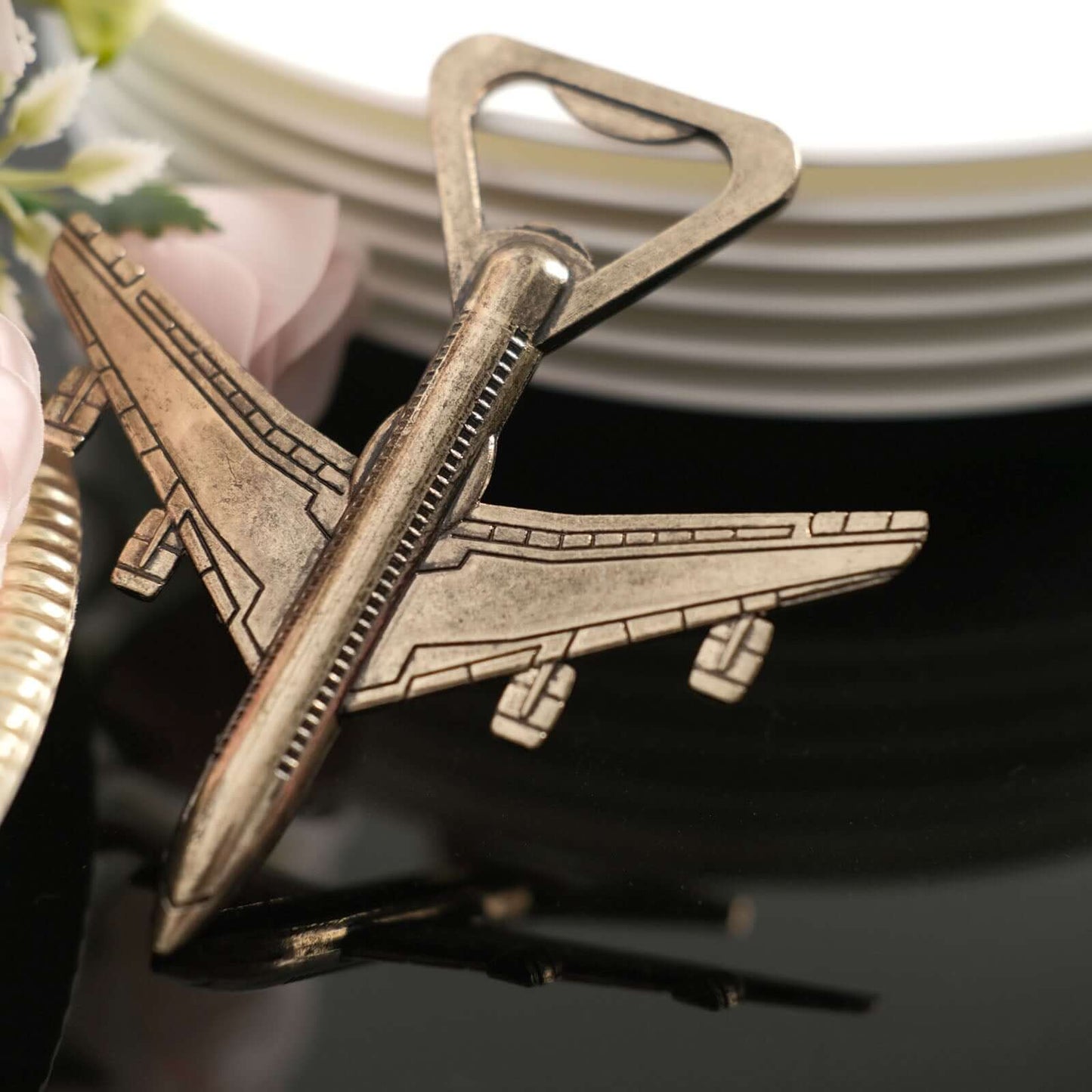 4" Antique Gold Metal Airplane Bottle Opener Vintage Party Favor Gift Box Pre-Packed