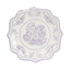 25-Pack Paper Dessert Plates in White with Lavender Lilac Damask Floral Print & Scallop Rim - Stylish Disposable 300GSM Floral Salad Appetizer Plates 8"