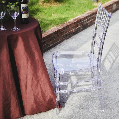 4 Pack Resin Chiavari Chairs Transparent and Stackable Clear - Sleek Armless Design for Weddings & Gatherings