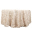 Taffeta 132" Round Tablecloth Beige | 3D Leaf Petal Design Seamless Table Cover
