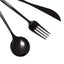 24-Pack Plastic Flatware Set with Sleek Modern Design Black - Premium Disposable Silverware 8"