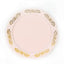 10-Pack Plastic 10" Round Dinner Plates in Blush with Gold Embossed Scalloped Edge - Chic Disposable Party Plates for Special Occasions & Banquets