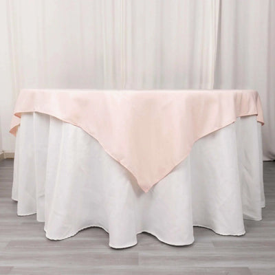 Premium Polyester 70"x70" Table Overlay Square Tablecloth Blush 220GSM Wrinkle-Resistant Table Cover