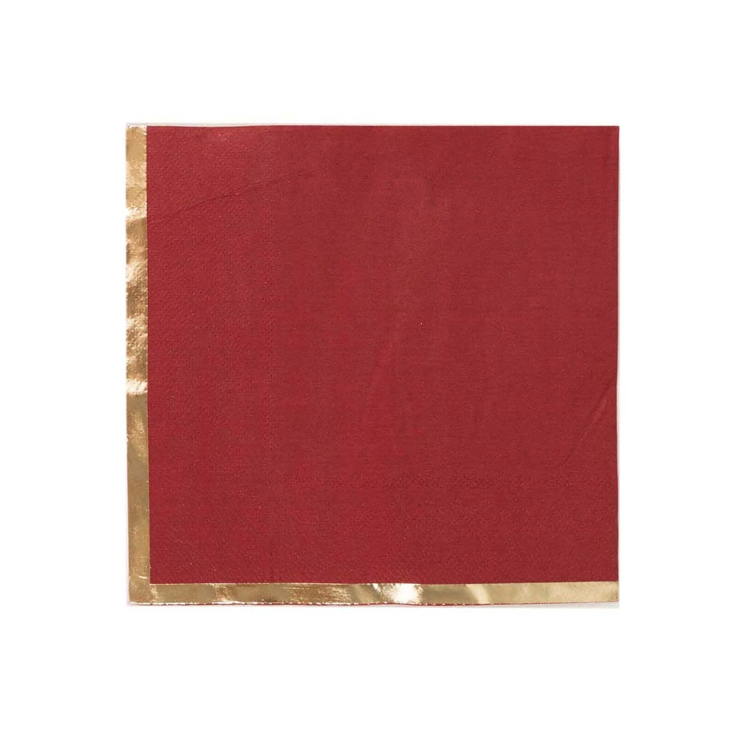 50-Pack Paper Beverage Napkins with Gold Foil Edge Burgundy - Disposable 2 Ply Cocktail Napkins for Events 6.5"x6.5"