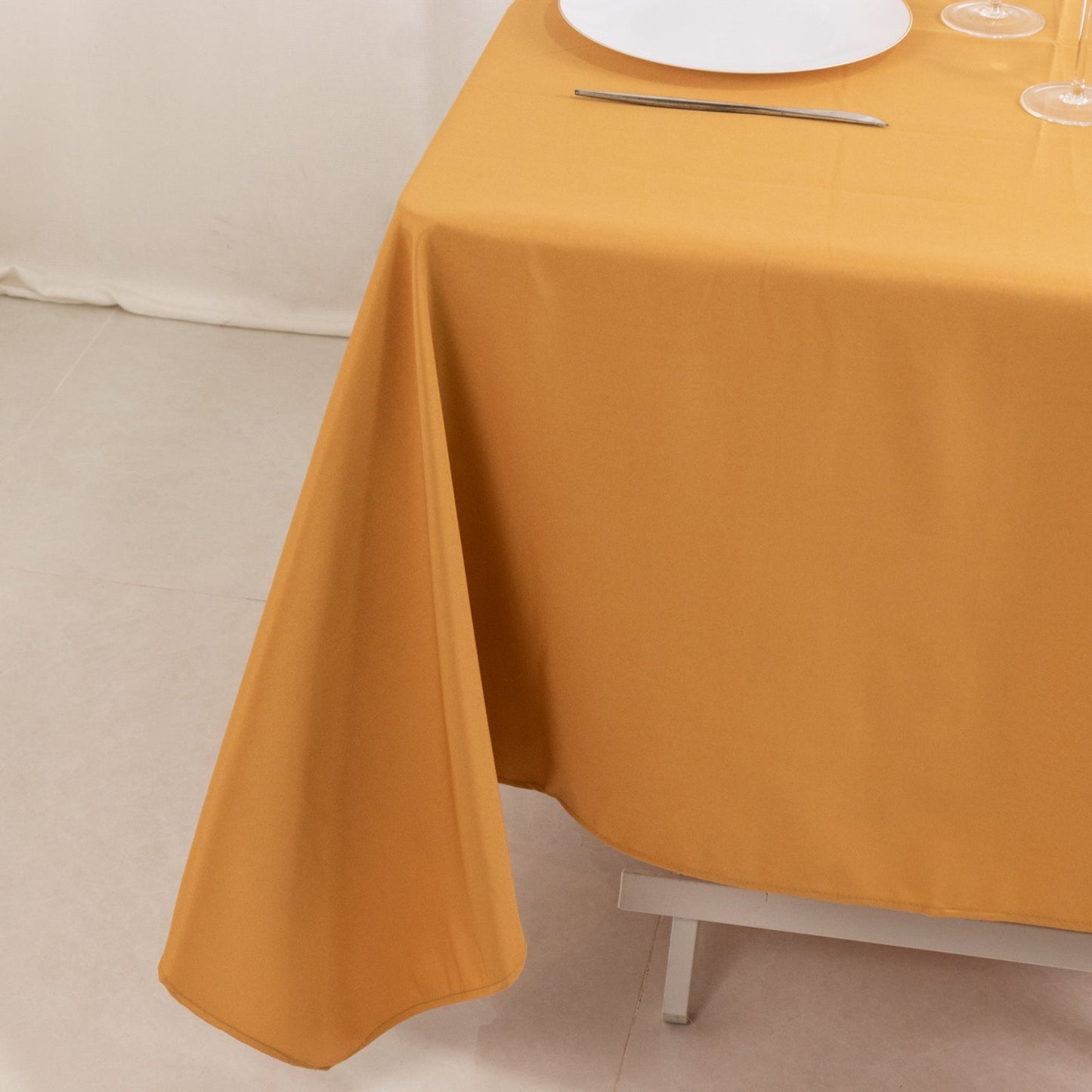 Premium Polyester Square Tablecloth 70"x70" Gold 220GSM Wrinkle-Resistant Table Cover for Stylish Gatherings