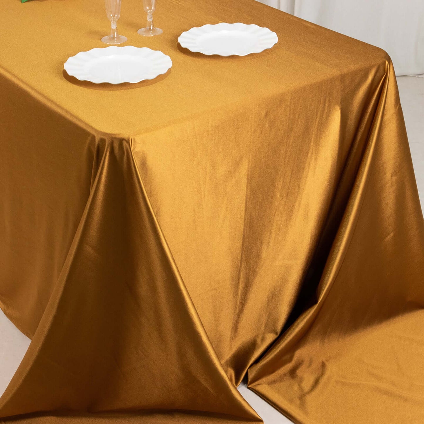 Scuba Rectangular 90"x156" Tablecloth Shimmering Gold - Wrinkle Free & Stain Resistant Seamless Table Cover for Weddings and Parties