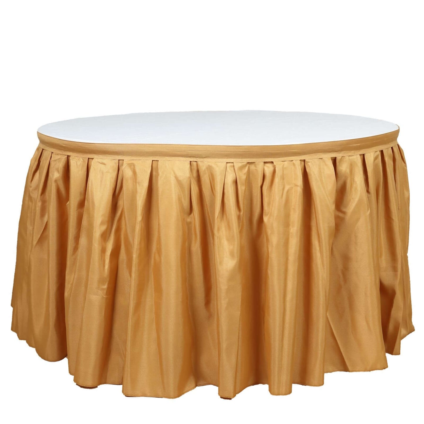 Polyester 14ft Table Skirt Gold - Classic Pleated Design for Weddings & Events