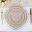10-Pack Plastic Dessert Appetizer Plates in Taupe Baroque Design with Scalloped Gold Rim - Heavy Duty Disposable Salad Plates 8"