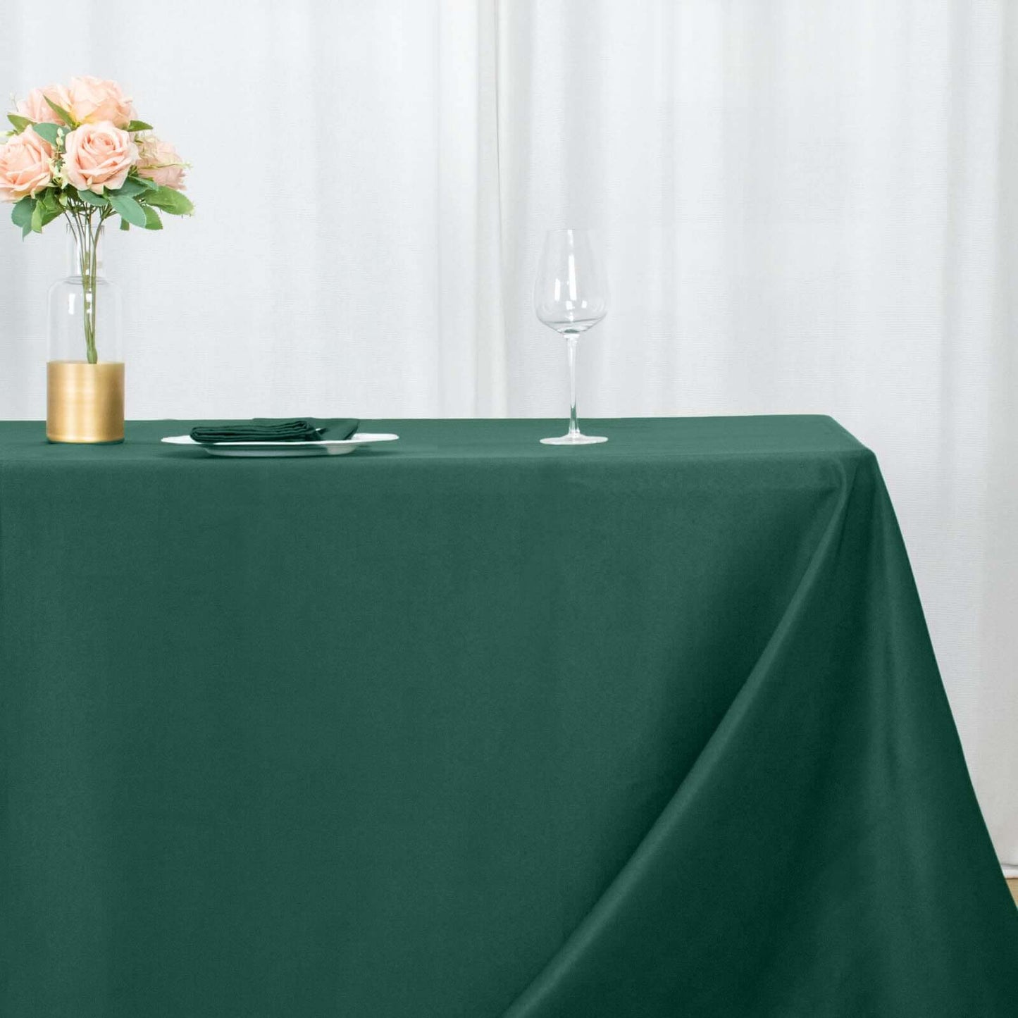 Premium Polyester 90"x132" Rectangle Tablecloth Hunter Emerald Green - Seamless 220GSM Stain-Resistant Design