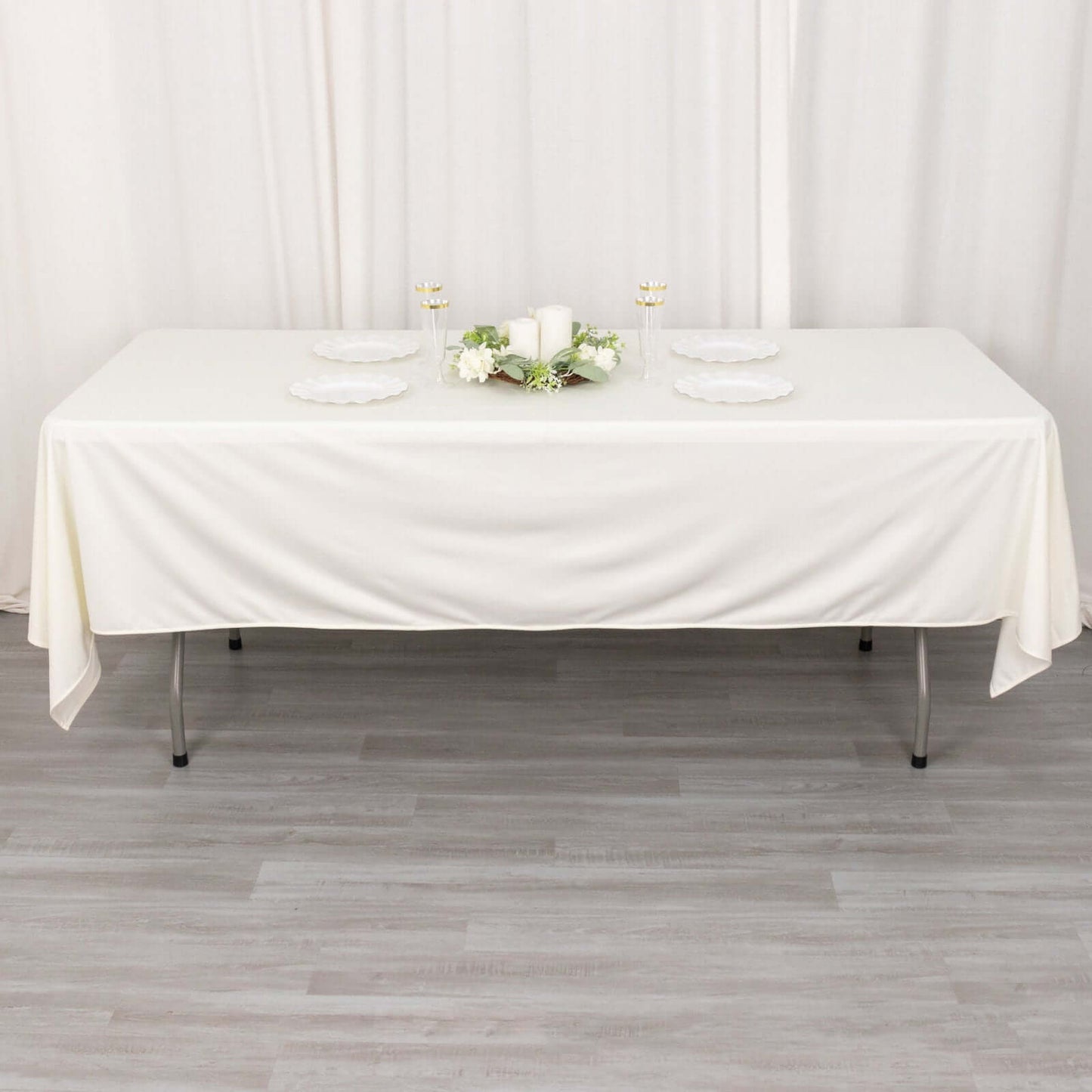 Scuba Rectangular 60"x102" Tablecloth Ivory - Wrinkle Free & Stain Resistant Table Cover