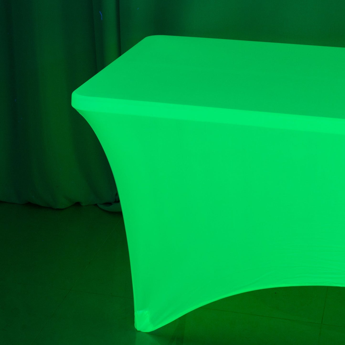 Glow Neon Green Fitted Spandex Tablecloth â€“ 6ft Rectangle, Wrinkle-Free Cover