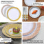 10-Pack Plastic 10" Round Dinner Plates in Blush Hammered Design with Gold Rim - Disposable Party Plates for Chic Banquets & Special Occasions