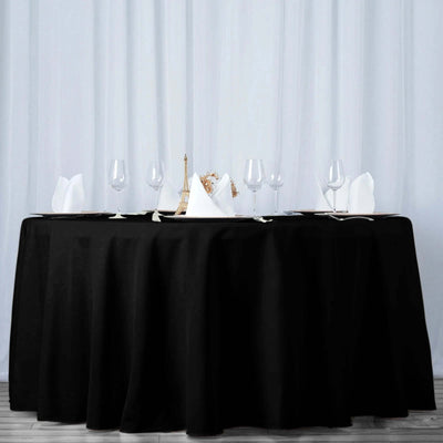 Premium Polyester 108" Round Tablecloth Black - Wrinkle - Resistant 220GSM Table Cover for Weddings & Events - Linen Luxes