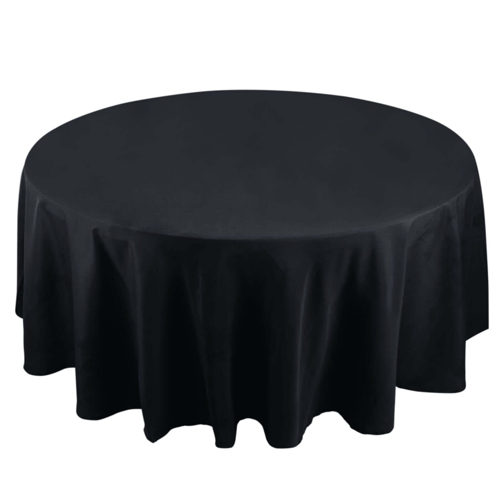 Premium Polyester 108" Round Tablecloth Black - Wrinkle - Resistant 220GSM Table Cover for Weddings & Events - Linen Luxes