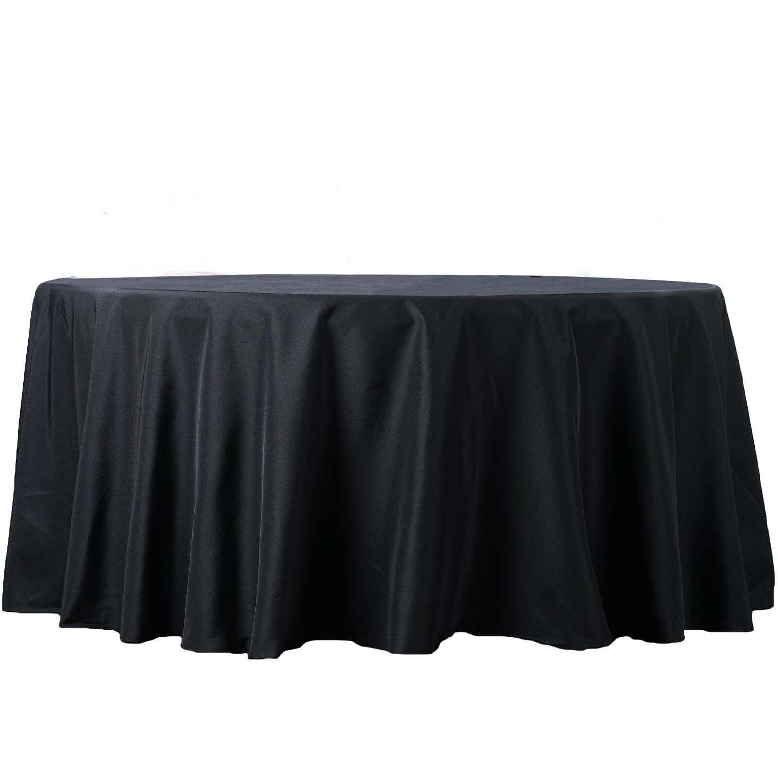 Premium Polyester 108" Round Tablecloth Black - Wrinkle - Resistant 220GSM Table Cover for Weddings & Events - Linen Luxes